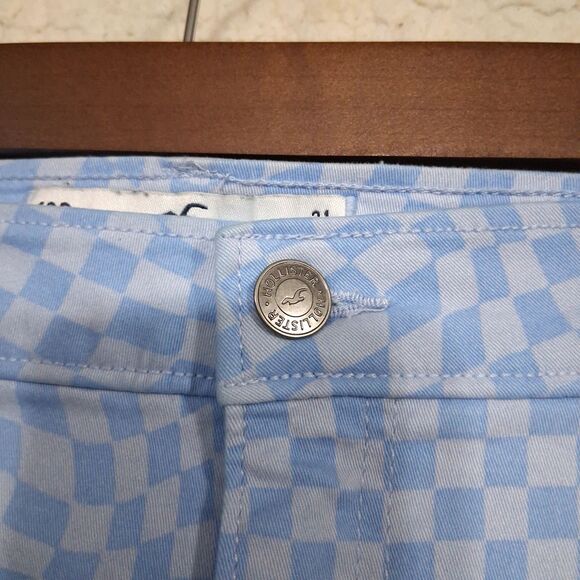 Hollister Pants Womens 13S Blue Checkered High-Rise Dad Pants Cargo Pockets - Picture 8 of 16